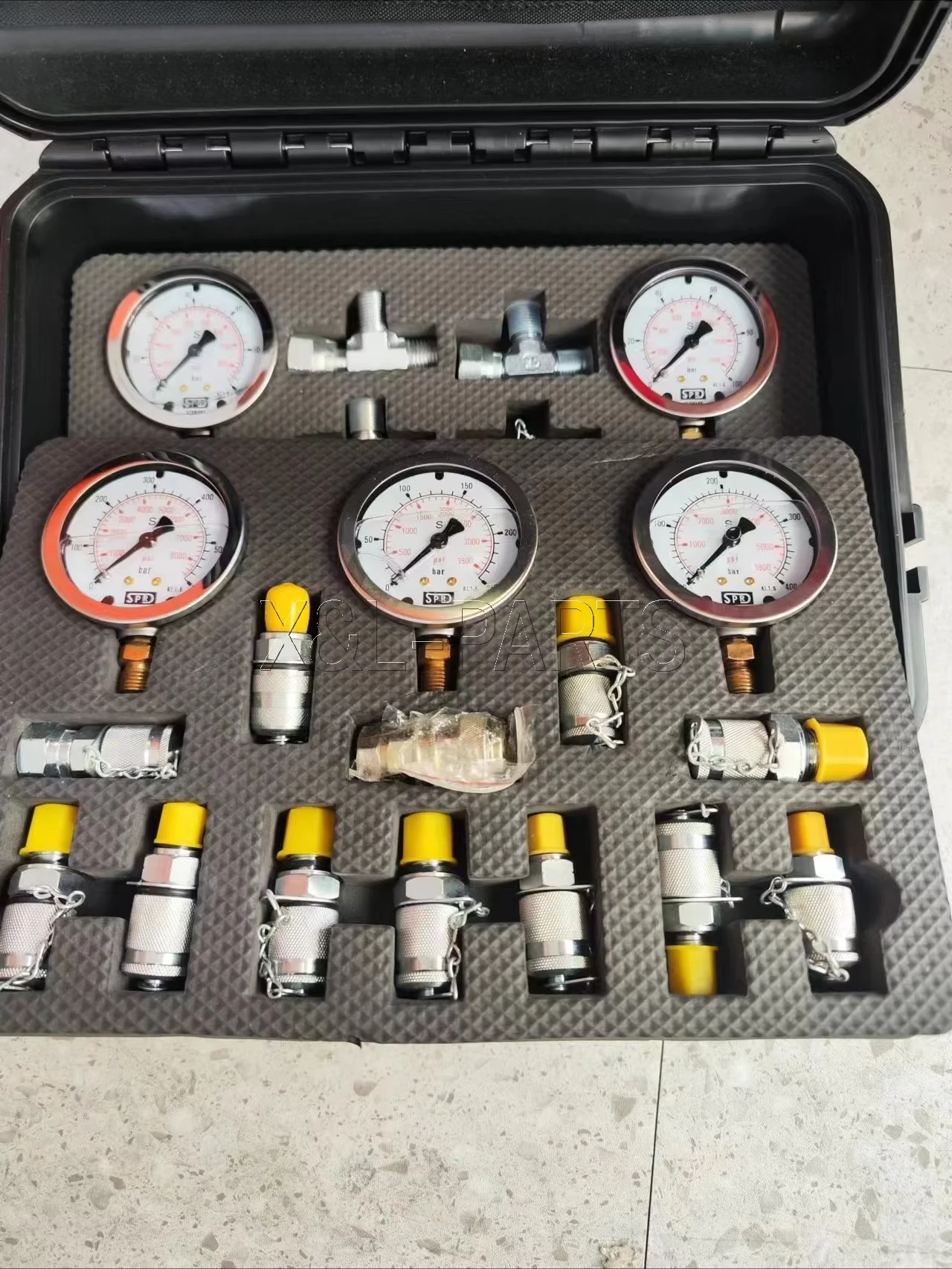 X & L حفارة ساعة محمولة مقاييس ضغط الزيت طاولة اختبار هيدروليكية محمولة (عالمي) للحفارة 5 ساعة