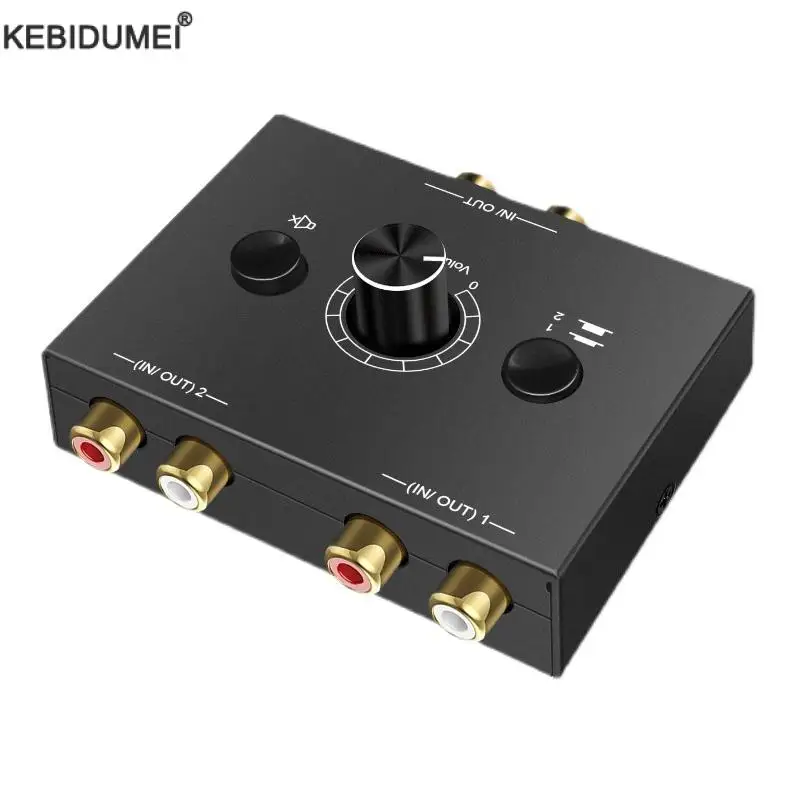 2 X 1/1 X 2 RCA Stereo Audio Bi-Directional Switcher With Mute Button Portable L / R Stereo Audio Switch Audio Splitter