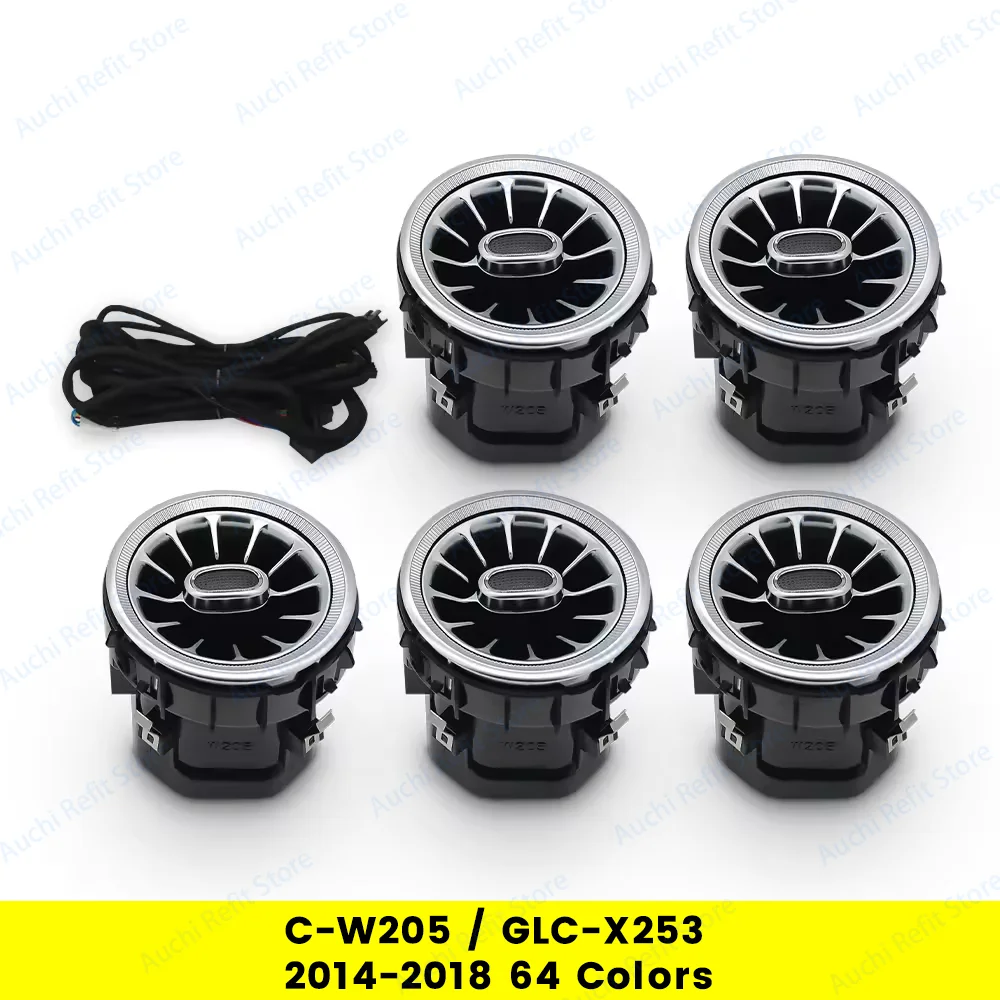3/64 Kleurrijke LED-luchtuitlaten voor Mercedes-Benz C GLC Klasse W205 X253 W213 W222 W117 X156 W176 Turbo Nozzle Sfeerverlichting