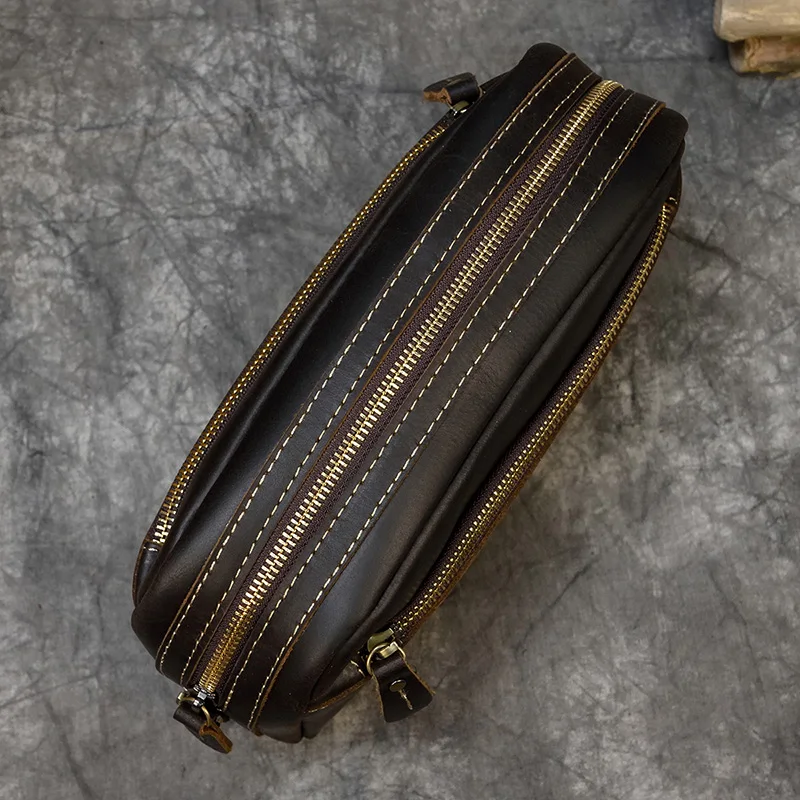 Genuine Leather Clutch Bag Of Men Male Long Hand Bag Crazy Horse Leather Day Clutches For 6\