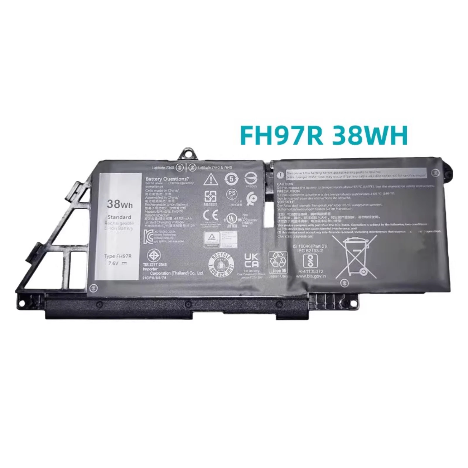 For Latitude 7340 7440 7640 P179G 38W FH97R 599M7 76KVG Laptop Battery