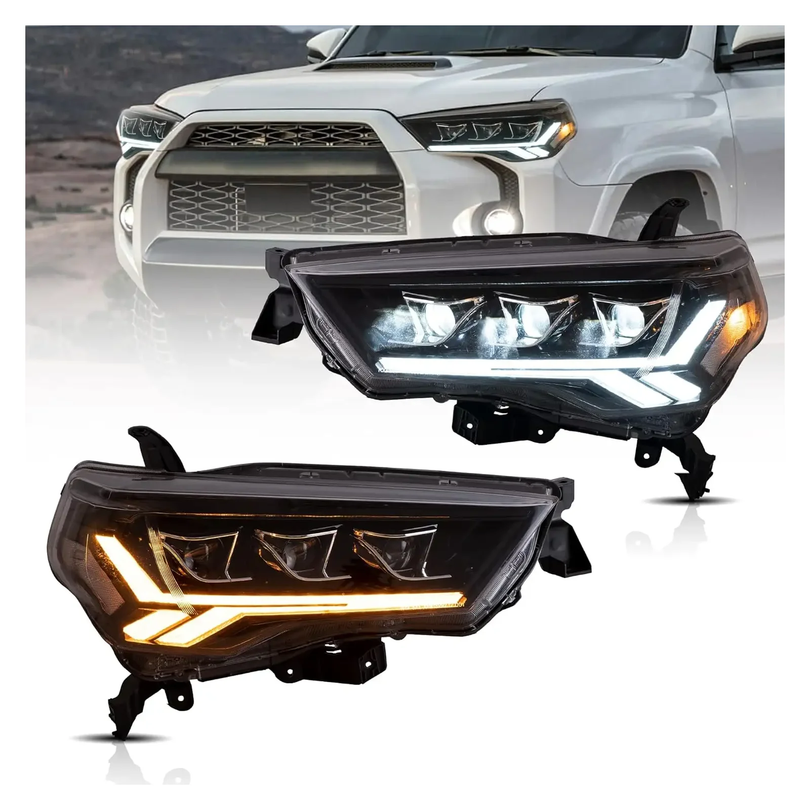 

Good Quality 4x4 Lights Abs Headlights Aftermarket Led Yellow White Front Lamp for 4Runner 2014-2020customcustom