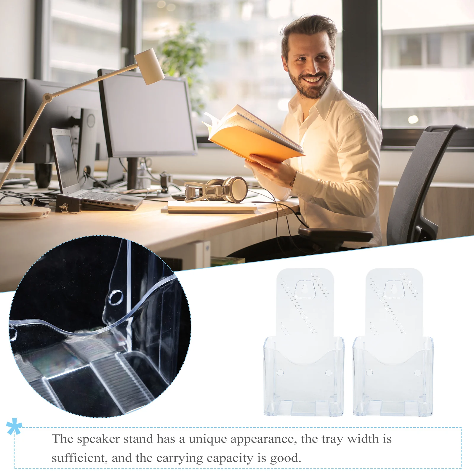 

2pcs A6 Acrylic Brochure Holder Clear Literature Rack Wall Mountable Document Stand Storage For Office Desk