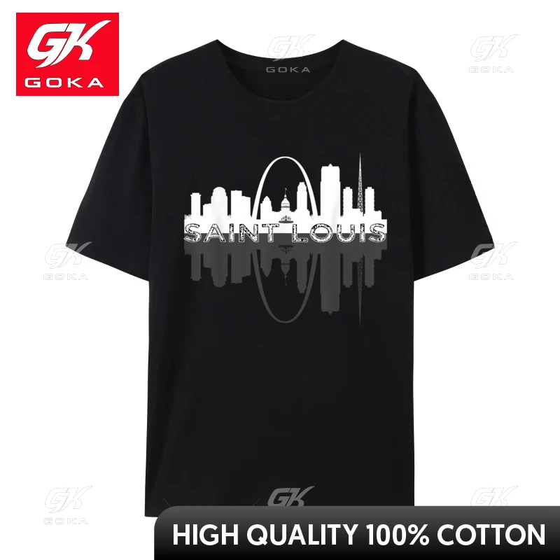 City of St Louis Missouri Skyline Art Gateway Arch Cosie Cotton Youth Tshirts Design Tops Shirt Hip Hop Normal Tee-Shirt