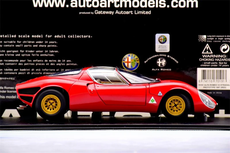 Autoart 1:18 Alfa Tipo33 Stradale Prototype Alloy Fully Open Simulation Limited Edition Alloy Metal Static Car Model Toy Gift