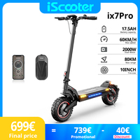 iScooter ix7pro 2000W Dual Motor electric scooter APP control 60km/h 17.5AH 10 inch Off-road tire Foldable electric scooters