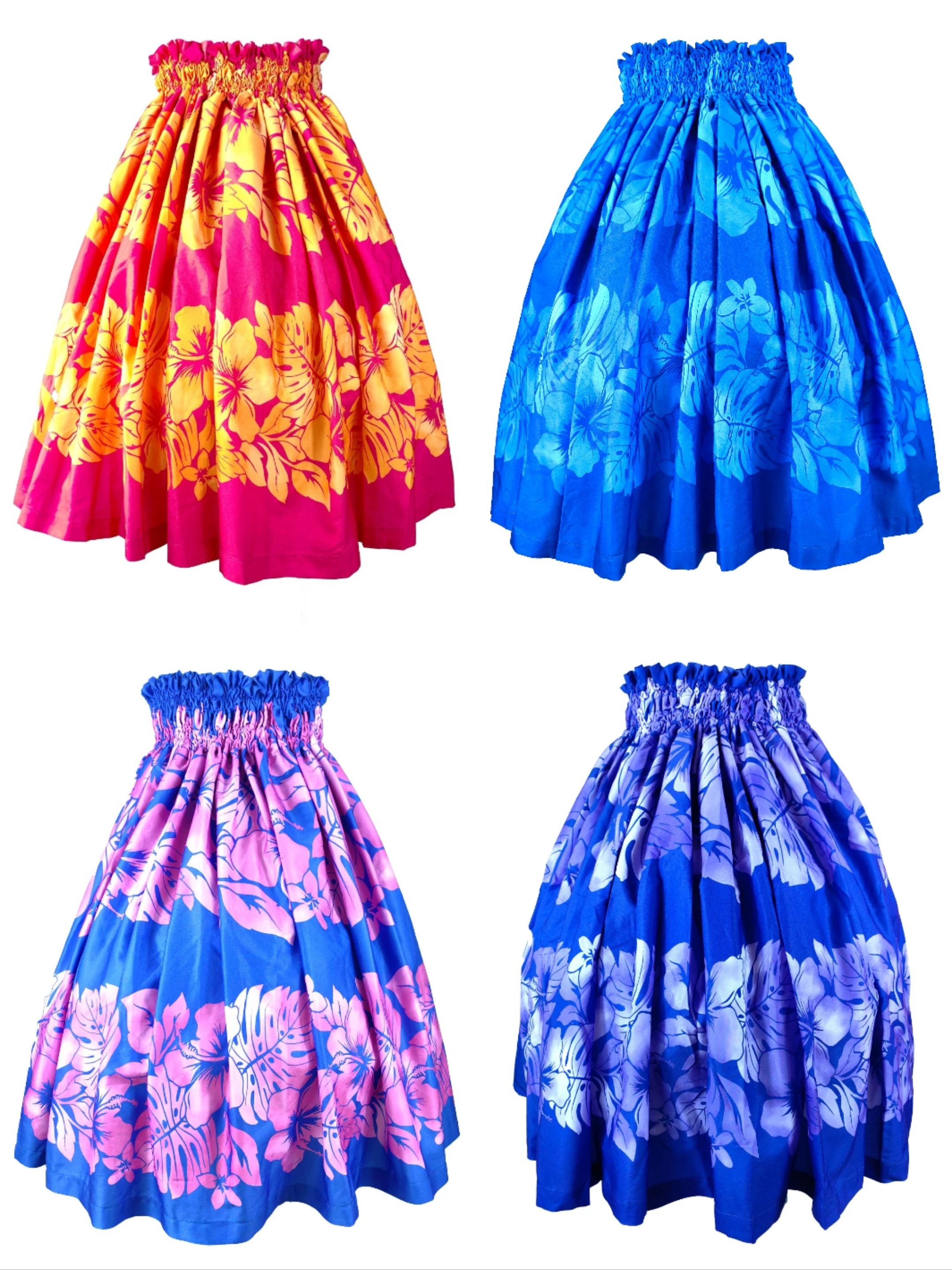 

2025 Summer Hawaii Hula Dance Skirt Hawaii Skirt Flower Pattern Floor Length High Waist f Body Polyes
