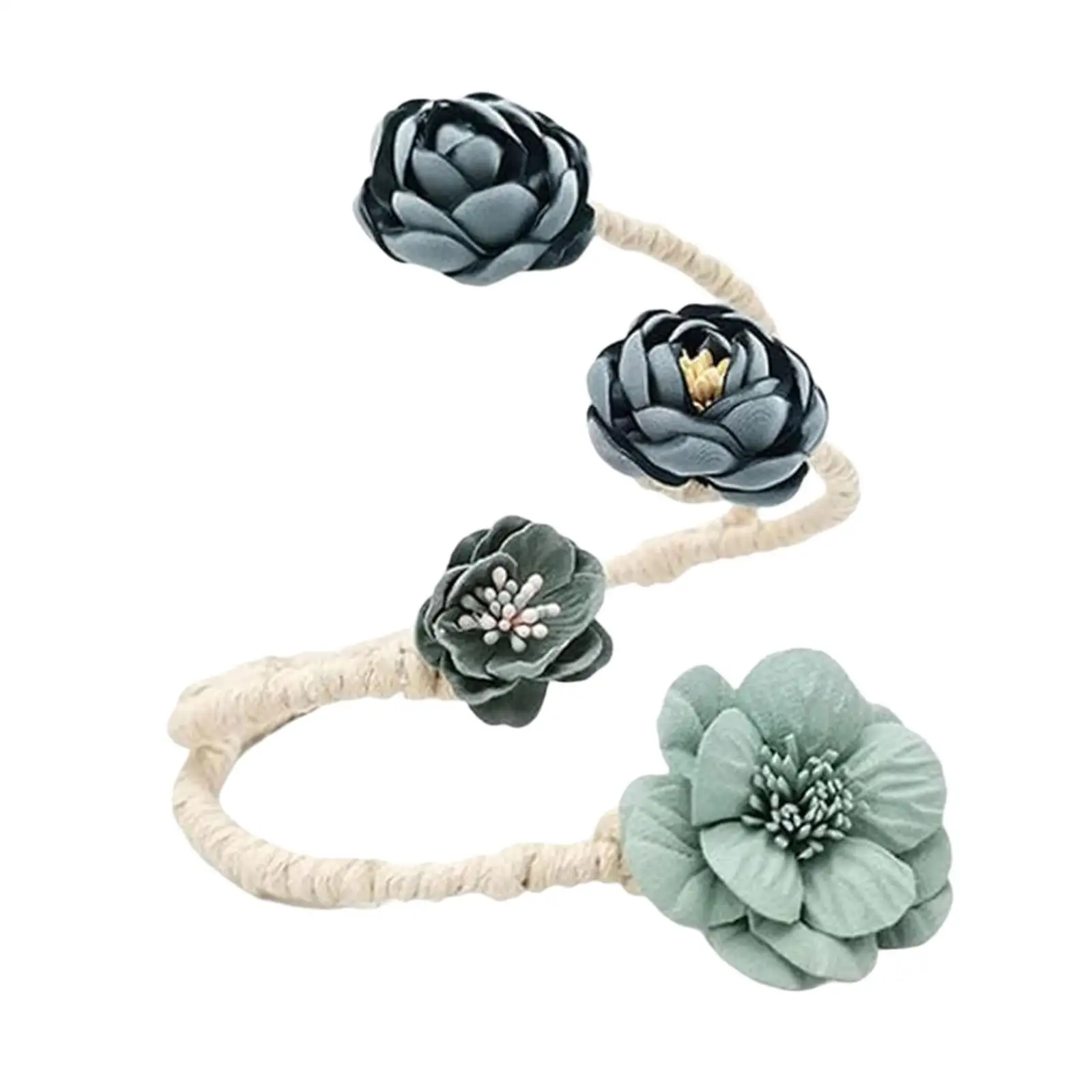 Curtain Holdback Clip Window Drape Twist Tie Back Adjustable Bohemian Artificial Flower String for Home Bedroom Nursery