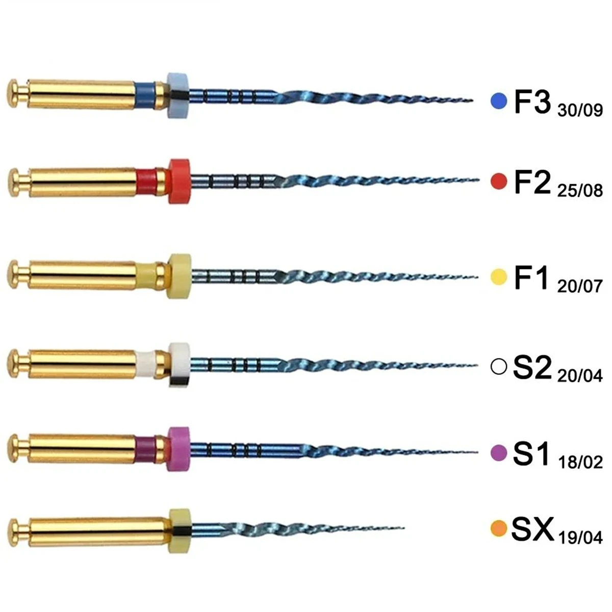Rotary NiTi Endodontic Files Kit, SX-F3 Taper Heat-Activated, Flexible Engine for Root Canal Prep, Autoclavable