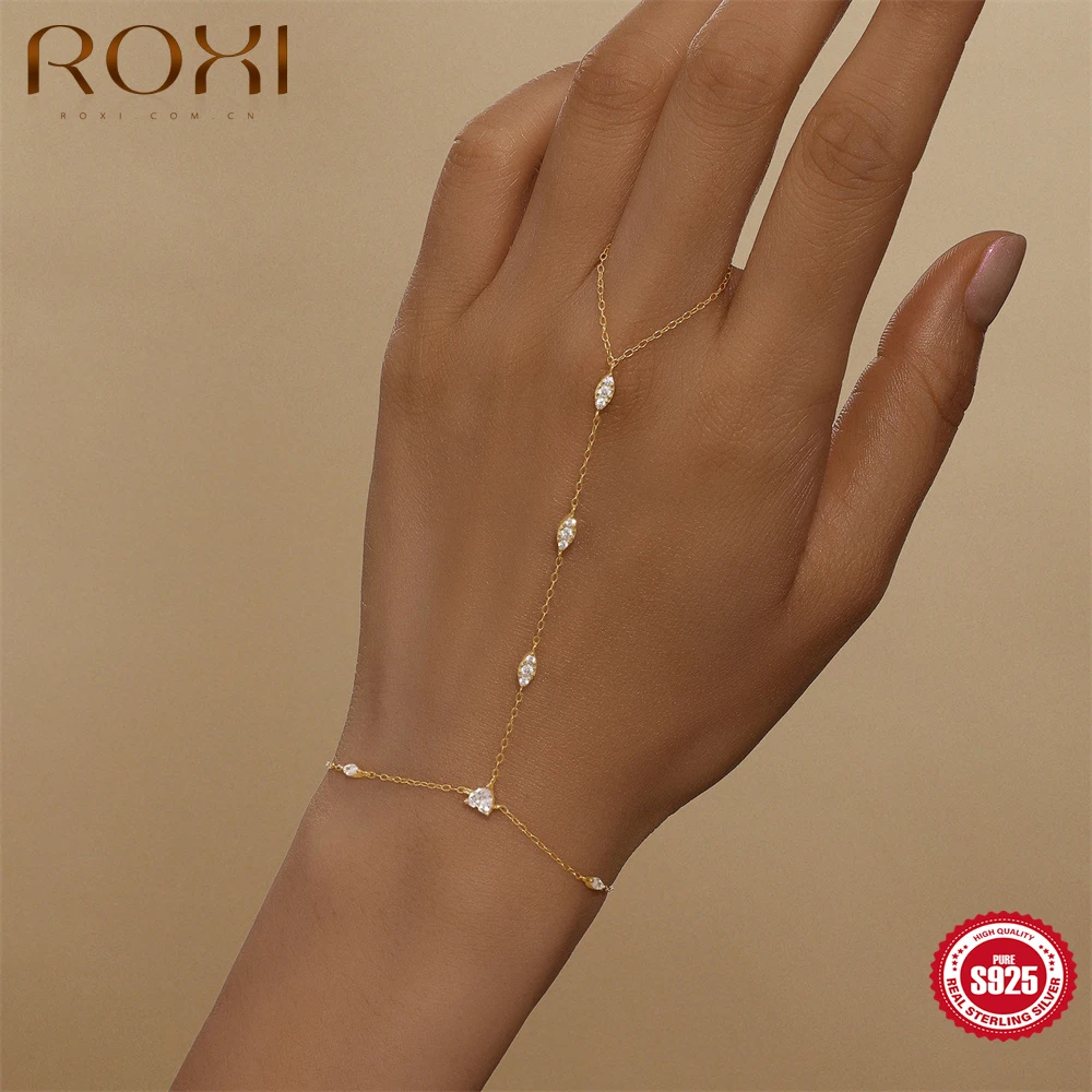 ROXI 925 3MM Bracelets pour femme chaîne à main 14-21 cm taille de poignet chaîne réglable en argent Sterling plaqué gros bijoux cadeau