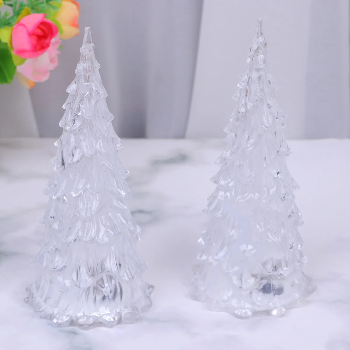 4 luci notturne per albero di Natale a LED, lampade decorative colorate per feste di Natale, atmosfera calda, decorazione per desktop per interni