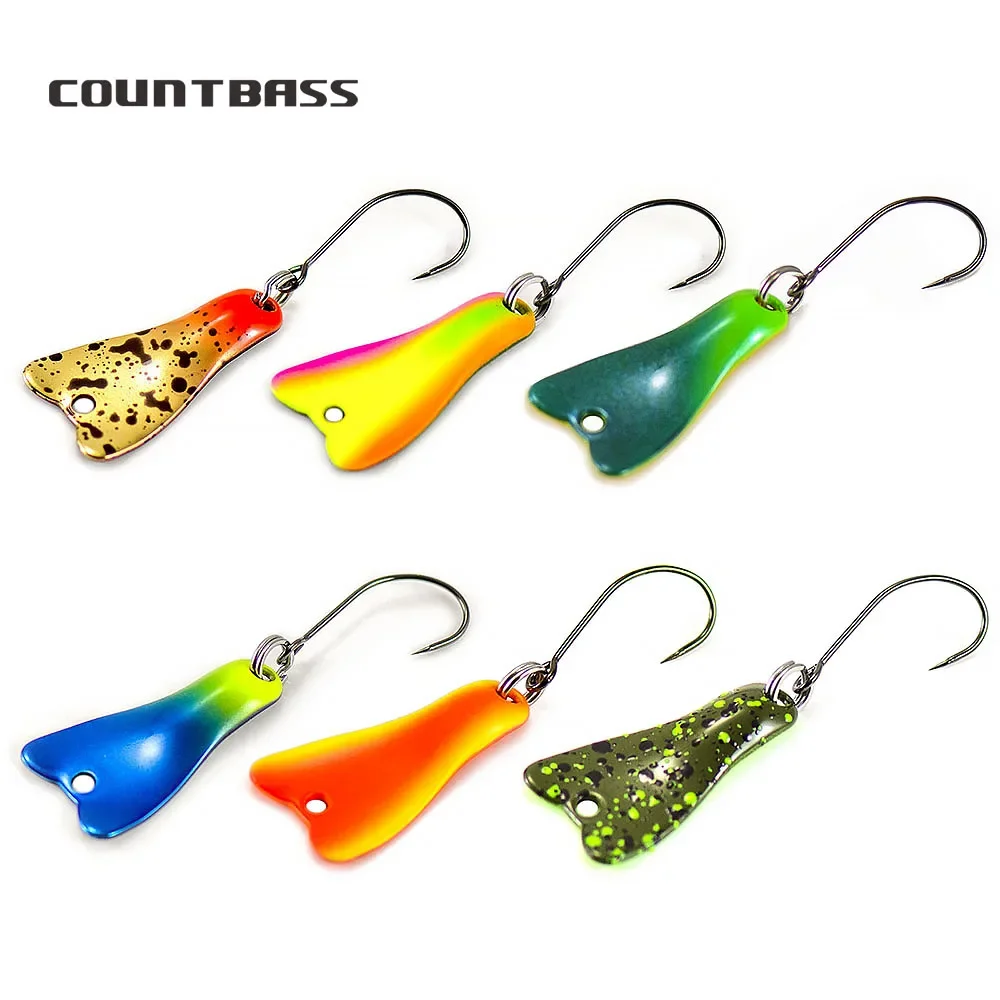 COUNTBASS 5/64oz 2g Casting Spoon With Barbless Hook UV Colors Trout Fishing Baits Pike Angler\'s Lures