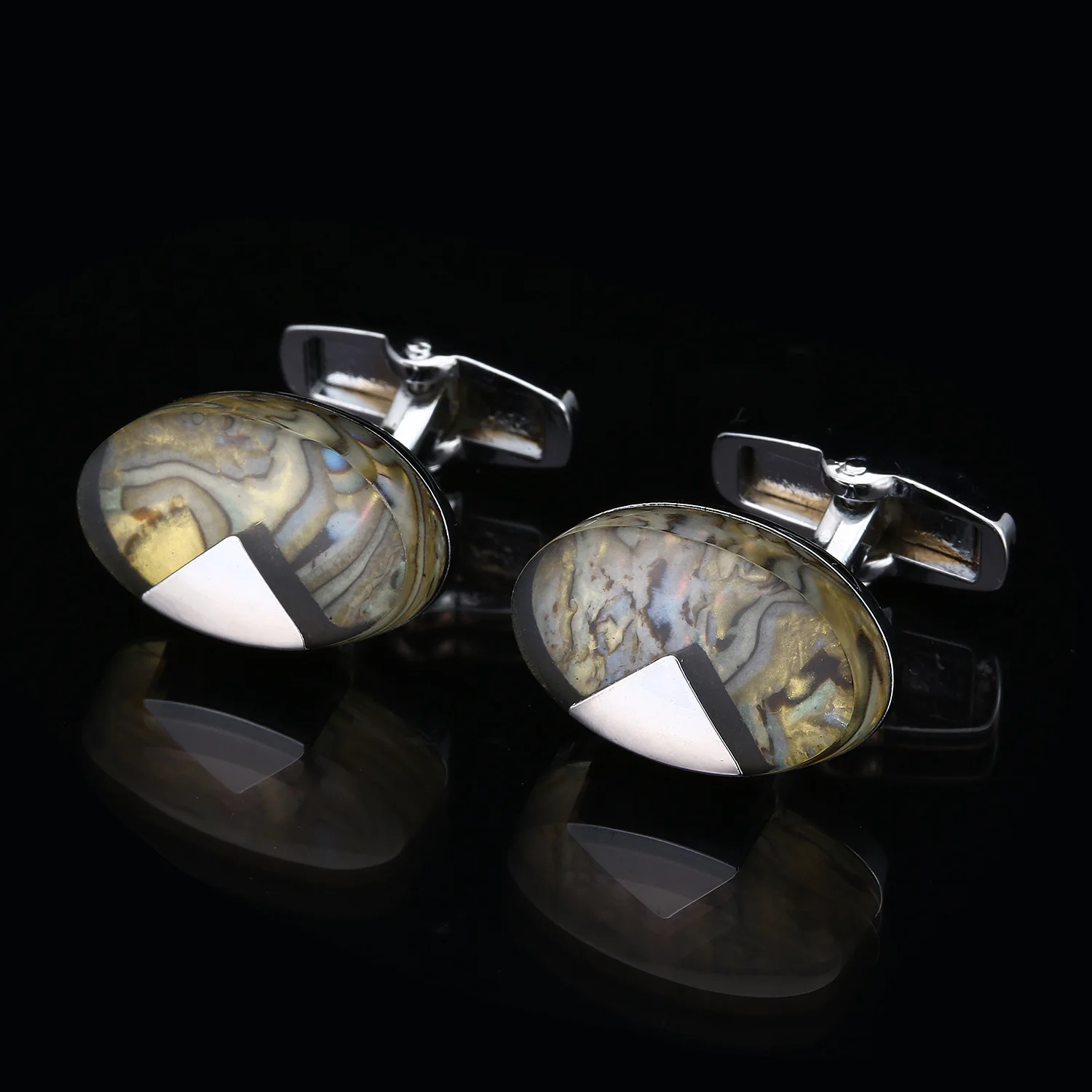 Men Stylish French-Style Oval Wedding Cufflinks With Colorful Patterns Gemelos Para Camisa De Hombre Suit Accessories  Jewellery