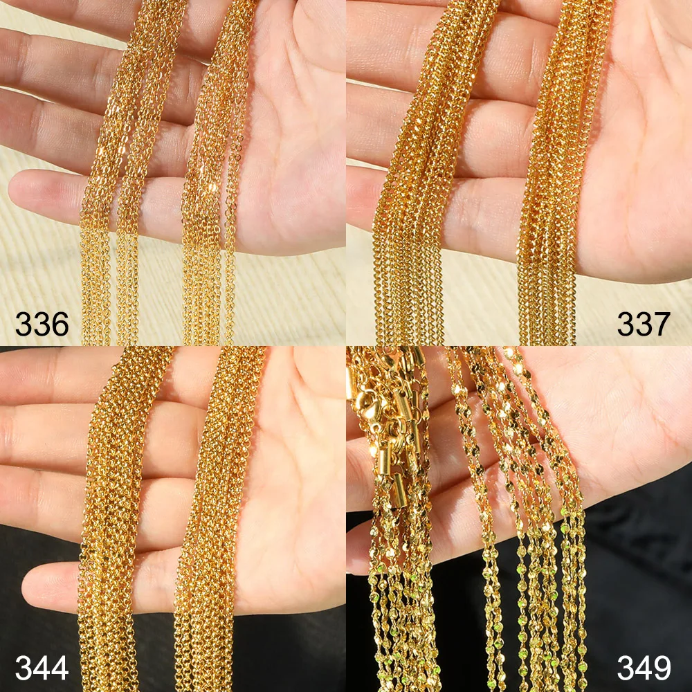 10Pcs/Lot 45cm Stainless Steel Gold Color Chains Necklace For Women Jewelry Making Chains Accessories DIY Handmade Supplies