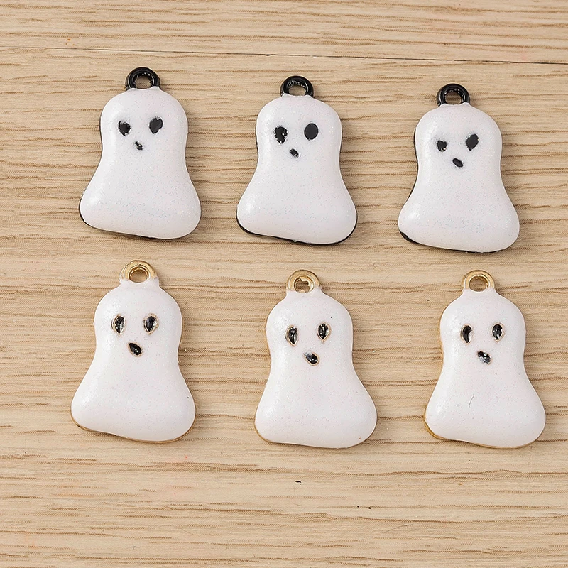 Tusember 20 Stück Emaille-Hexenhut-Katzen-Schädel-Fledermaus-Spinnen-Charm-Anhänger für Halsketten, Ohrringe, DIY-Armbänder, Halloween-Schmuckherstellung – Detail 9