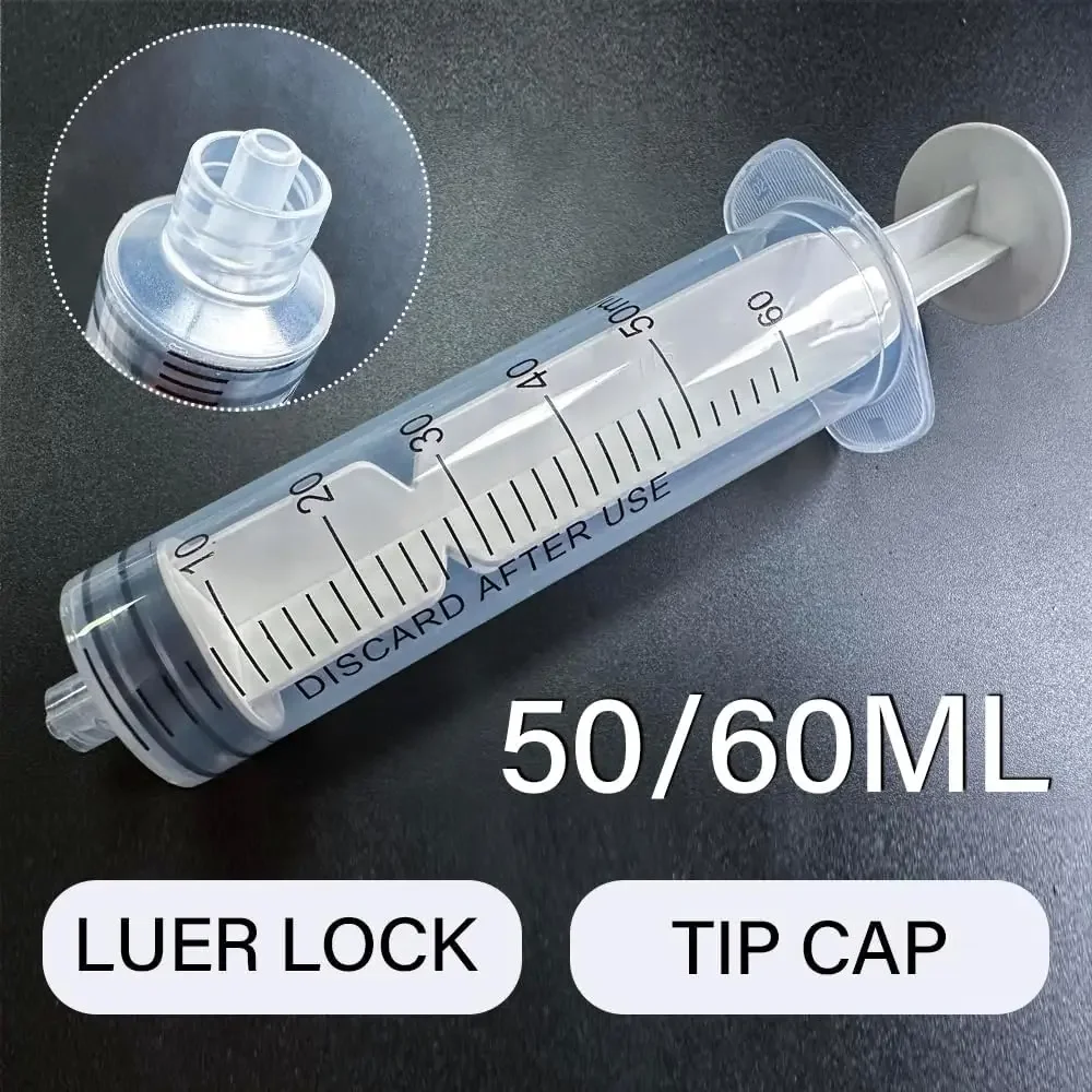 Luer Lock 60ml/cc Syringe Sterilized Measuring Individually Packaged No Needle Injection Oil Glue Applicator Glue Feeding Pets