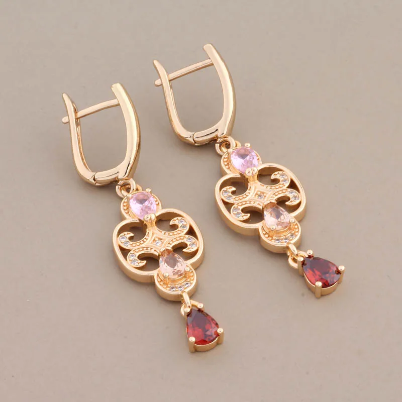 New Arrival Luxury Quality Vintage Jewelry Natural Zircon Elegant Earrings For Women Gold Color Dangle Earrings Daily Jewelry image 4
