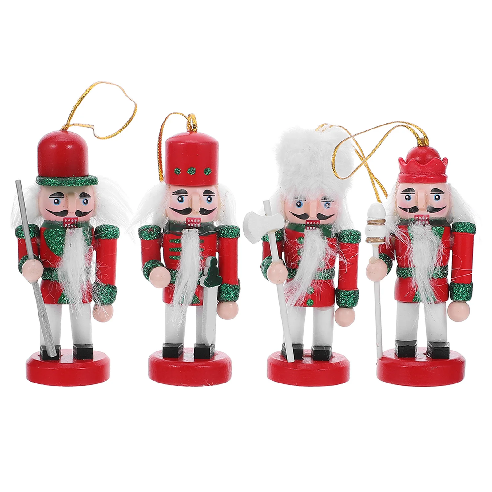 

4Pcs Christmas Nutcracker Ornaments Wooden Nutcracker Soldiers Small Pendant Xmas Tree Tabletop Holiday Decoration