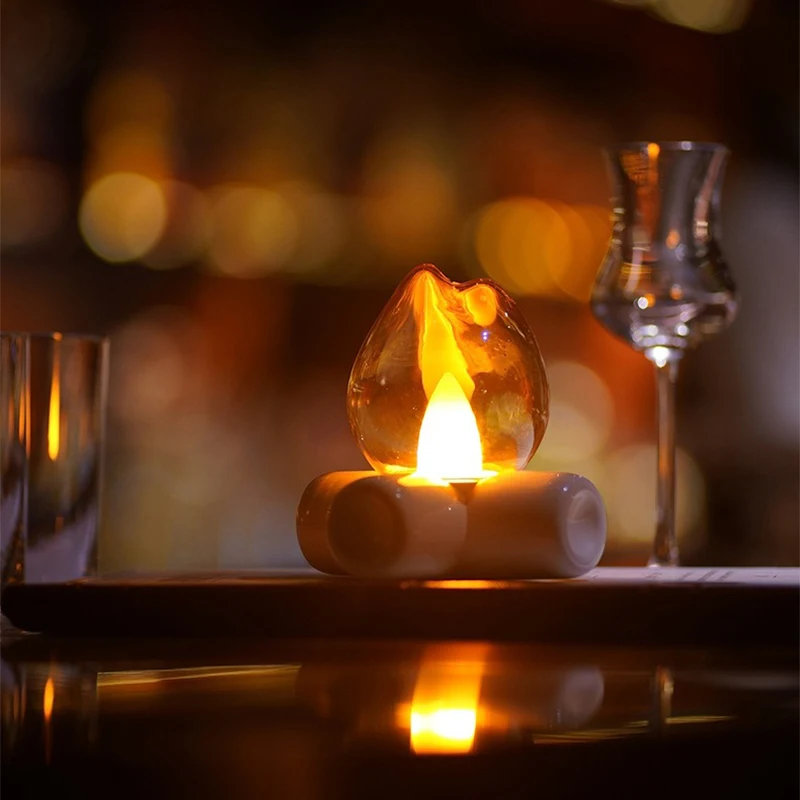 Lampe de table à LED effet flamme réaliste, éclairage d'ambiance chaleureux pour chambre, maison, hôtel, bar, fête, décoration intérieure