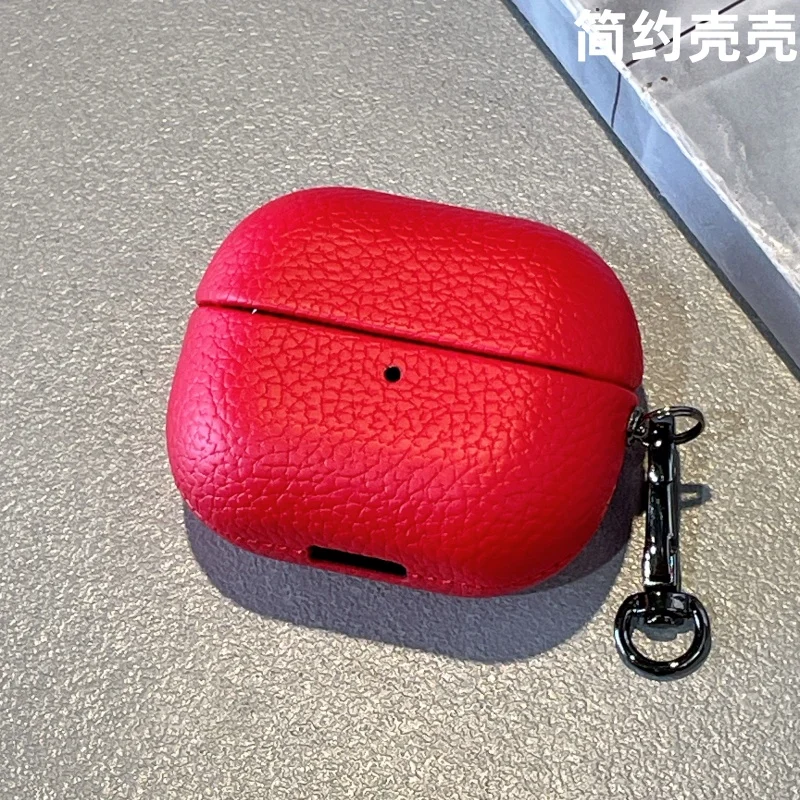 2025 for Samsung galaxy buds 3 pro case luxury Lichee Pattern cover cover for samsung buds 3 pro buzz3 capa Genuine Leather Case