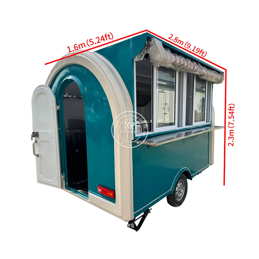 

Customized Coffee Kiosk Fast Food Truck Fully Equipped Ice Cream Coffee Cart Street Concession Food Trailer With Full Kitchen