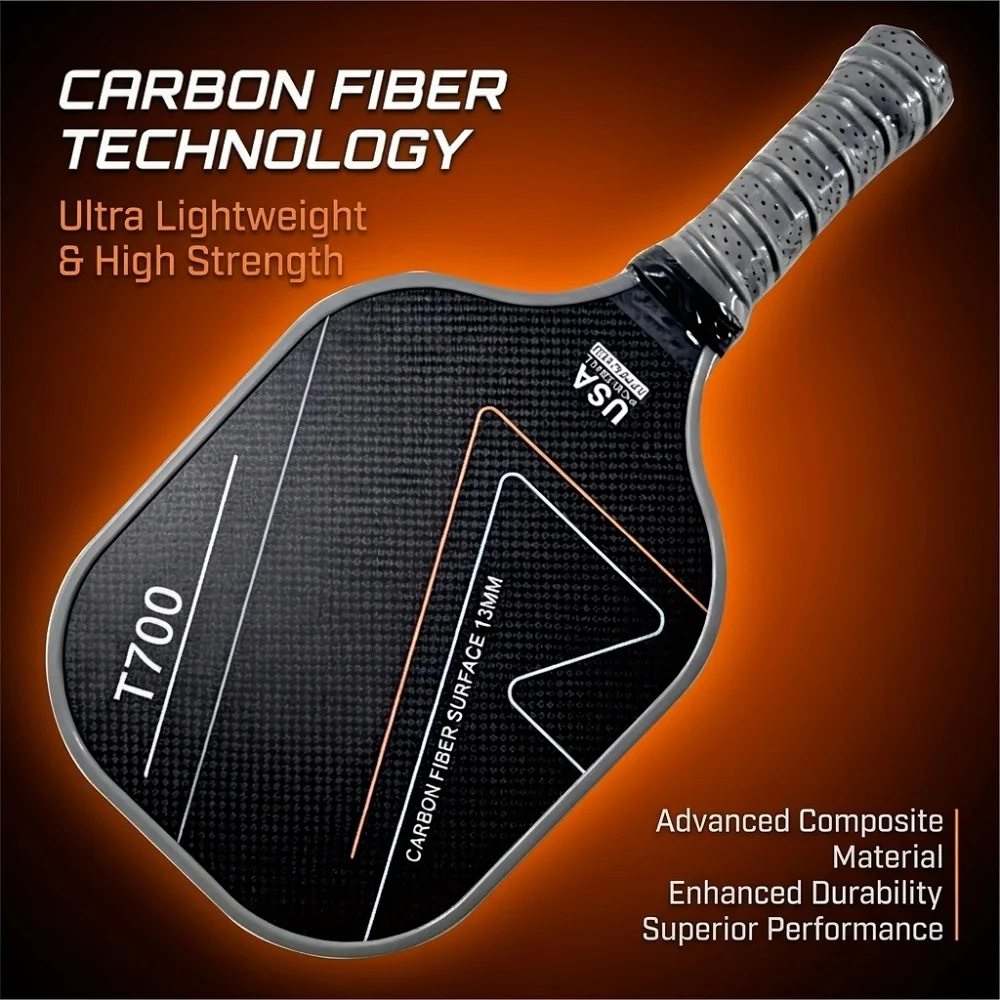New 5th-Generation Carbon Fiber Pickleball Paddle, Enhanced Spin and Power. Thermoformed High-Toughness Foam Core with T700 Carb