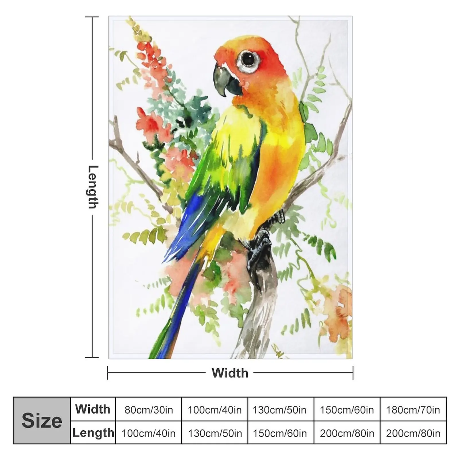 Sun Conure Parakeet Throw Blanket Luxury Designer Blanket Cute Blanket Plaid Blankets For Baby