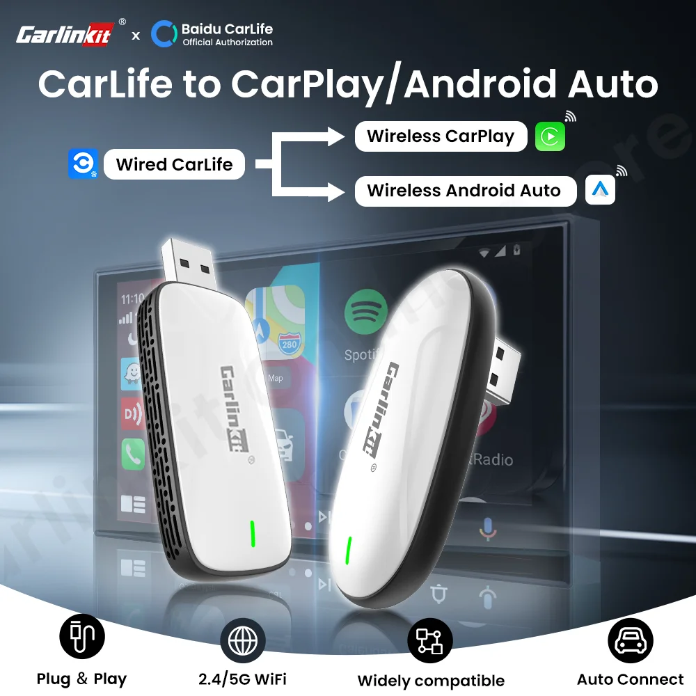 Carlinkit X1CA/X2CA Wired CarLife to Wireless CarPlay Android Auto Adapter Ble Wifi Car Intelligent Systems Upgrade for CarLife