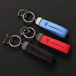 High Grade Suede Leather Car Keychain Key Rings Custom Gift 3D imprinting with logo For Fiat Abarth car Accessories