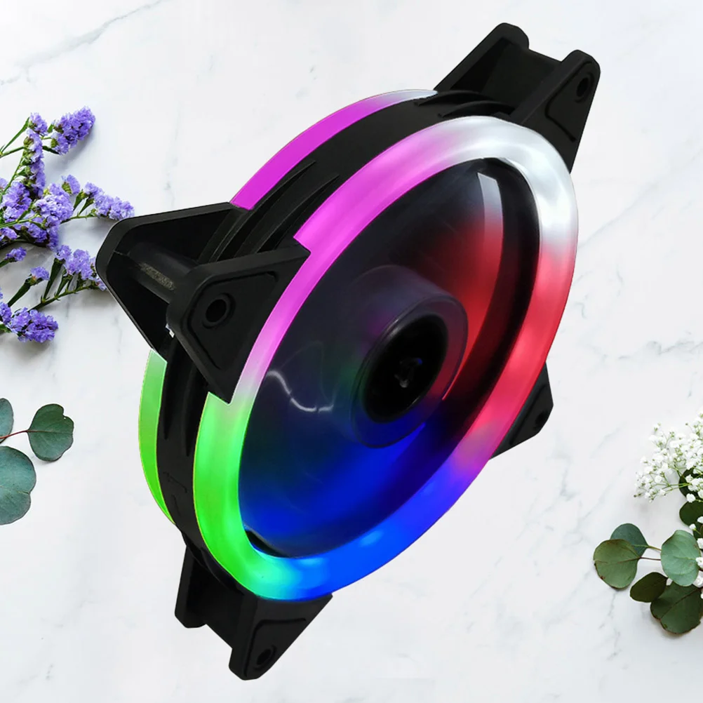 

1Pcs 12Cm Rgb Fans Cool LED Illuminated Computer Fan Dual Intake Exhaust for Home Studio Dorm CPU Cooling Fan Desktop Case