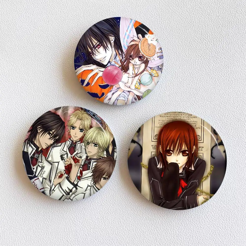 Anime V-Vampire K-Knight Round Button Pins Slogan Creative Brooches Backpack Clothes Decoration Fashion Cartoon Jewelry Gifts