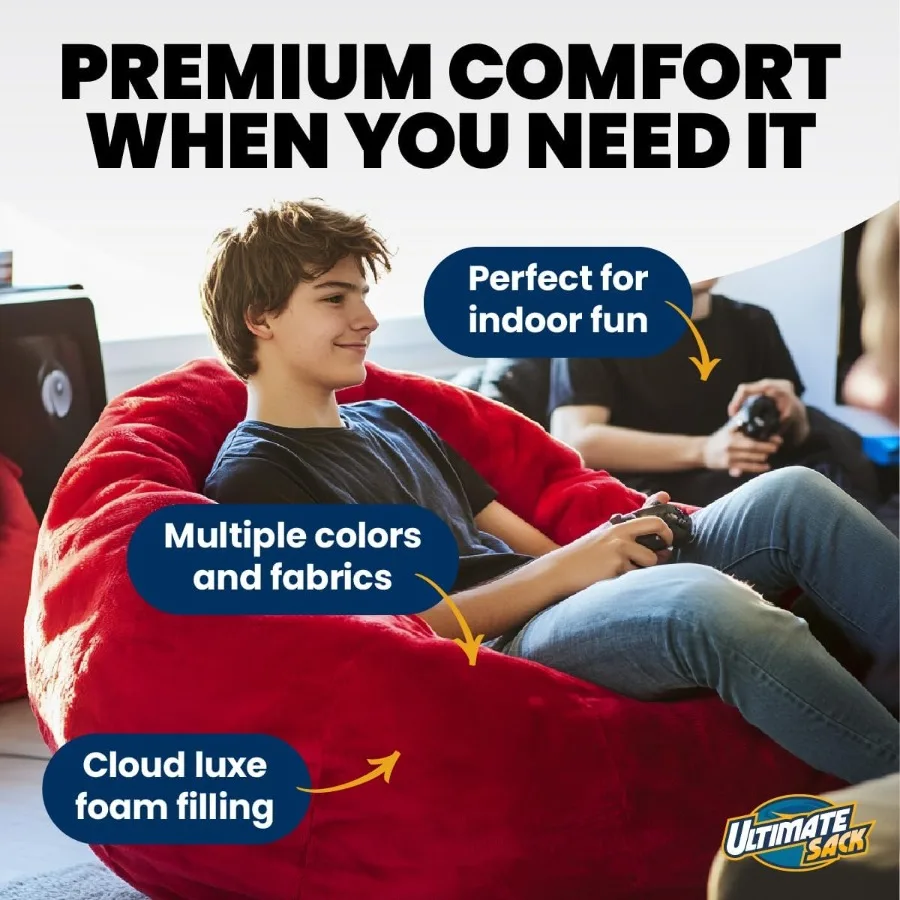 4ft كرسي بين باج كبير الحجم كرسي بين باج للبالغين مريح كرسي كيس فول الأريكة صالة أريكة Loveseat الأثاث الرياضة الجلد المدبوغ #3