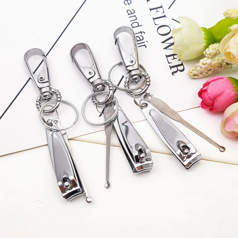 

50 Pcs Nail Clipper Keychain With Earpick Key Chain Nail Cliper Keyring Key Ring