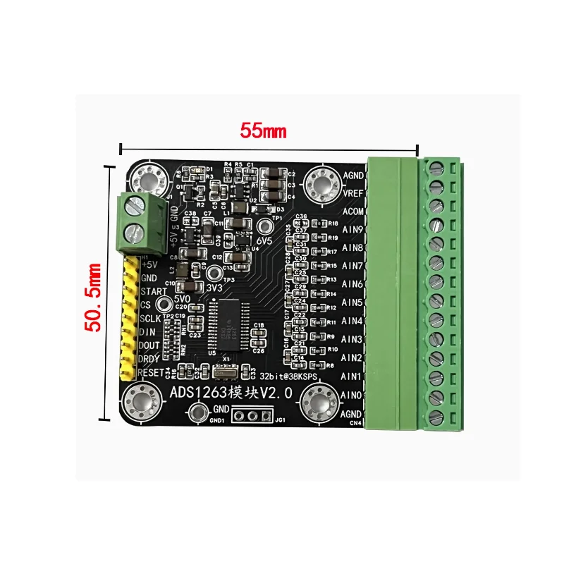 ADS1263 module 10 channel 32-bit 38K precision low-speed ADC data acquisition analog-to-digital converter module