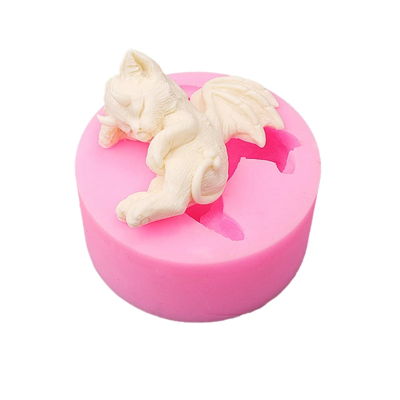 Sleep Devil for Cat Epoxy Resin Mold Plaster Silicone Mould DIY Crafts Jewelry Home Decorations Casting