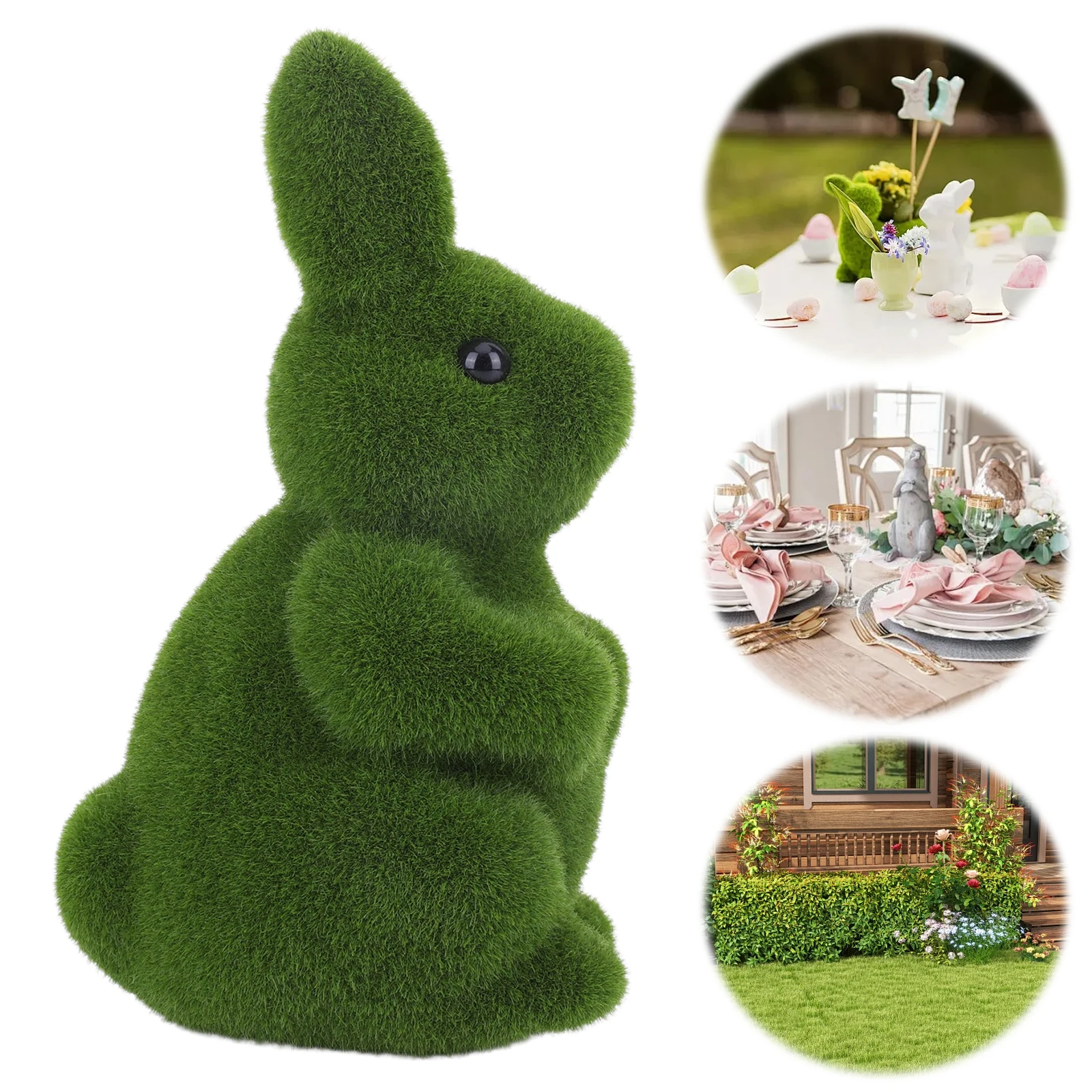 

2 шт. флокированные статуэтки кроликов из искусственного мха, декоративные фигурки животных, милые, для патио, сада, двора