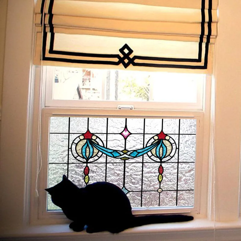 Custom Size 3D Matte Window Film, Stained Glass, Decorative UV Window Sticker, Privacy Frosted Static Cling, Home Decal