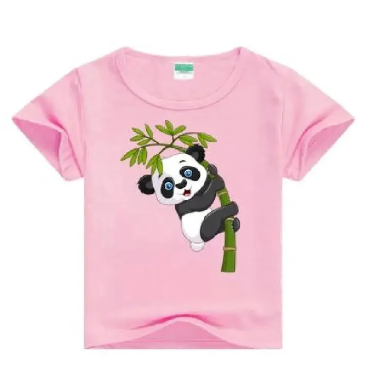 Dzieci Cartoon śmieszne Panda T-shirty nowy letni kostium chłopięce dziewczęce ubrania dziecięce T-shirty dziecięce