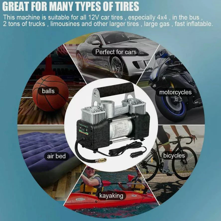 Newly 150PSI Heavy Duty Electric Car Tyre Inflator 12V Portable Air Compressor Pump for Suv Car Van Bike Mortor view 2