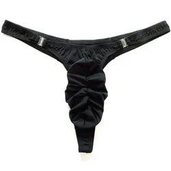 Men's Sexy Ice Silk Underwear Stretch T-Back Breathable Thong With Buckle Detachable Casual Slim Fit Thin Erotic Male G-string