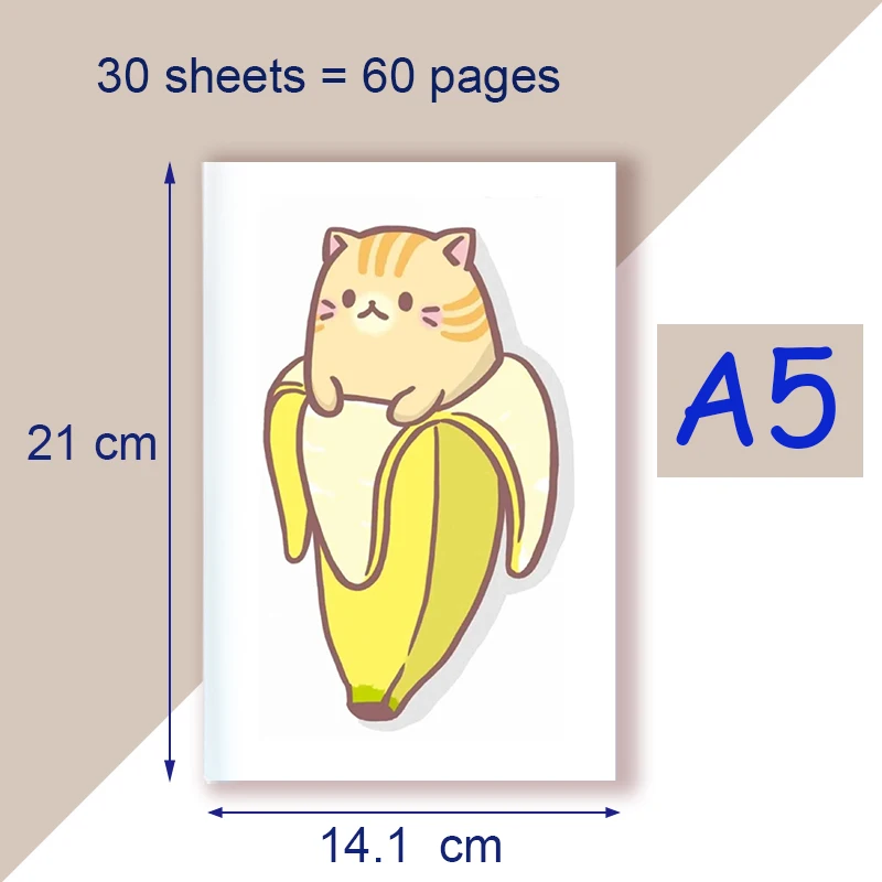 Imagem -06 - Memo Engraçado Livro de Notas para Meninas Frutas Comida Pão Gatos Pretos Legal Feliz Banana Gato Impressão-sized Notebook a5 Notebook