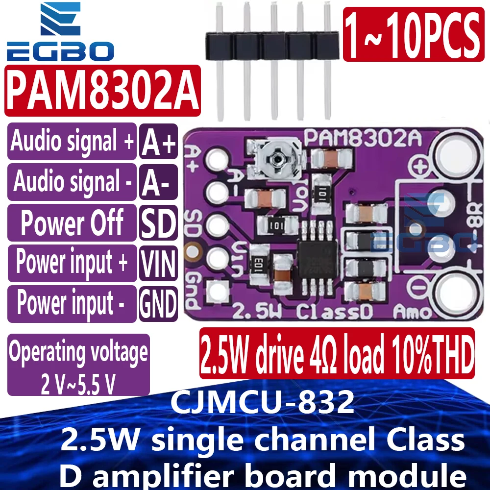 Amplificatore Mono Classe D Adafruit PAM8302 – 2.5W Per Altoparlanti 4-8Ω, Efficienza >90% - 5