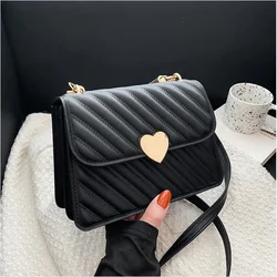 Modne czarne modne damskie torby Crossbody nowe serce zapinany Design lekkie torebki damskie dojazdy wszechstronna torba na ramię