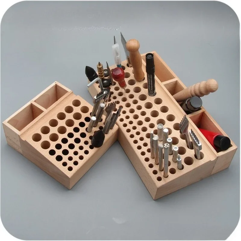 Leather Craft Tool Holder with 46/98 Holes,Leather Tools Storage Box for Leather Working and Punch Tools Organizer Storage