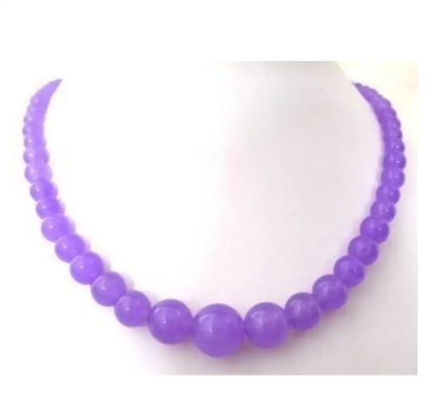 

Pretty!6-14MM Purple Jade Beads Necklace 18"