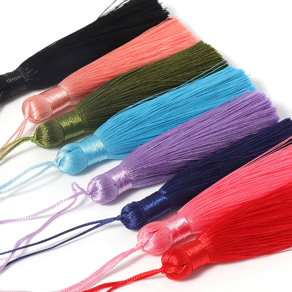 5 Stück 8cm Quasten-Ohrringe aus Polyesterseide, Bürstenanhänger, Ohrring-Charm, Satin-Quaste, DIY-Schmuckzubehör, handgefertigtes Kunsthandwerk – Detail 4