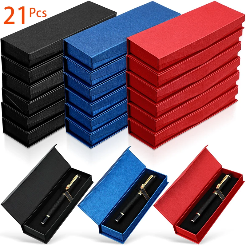 

21Pcs Empty Gift Box for Pen Jewelry Ballpoint Pen Gift Box with Cushion Pencil Boxes Fountain Pen Box Jewelry Empty Cases