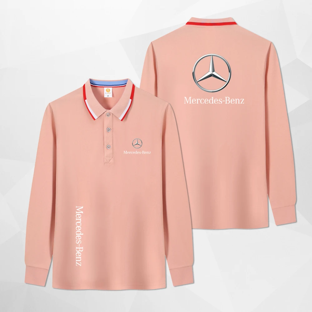 2024 Mercedes Benz Outdoor Men\'s and Women\'s Casual Fashion Long Sleeve Polo Clothing Outdoor Sports Motorcycle Riding Clothing