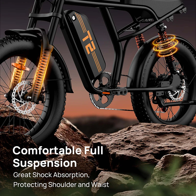 URLIFE T2 City Erwachsenen E-Bike 48V15.6AH Akku Stadtpendler Elektrofahrrad 20*4 Zoll Fette Reifen E-Fahrrad – Detail 2