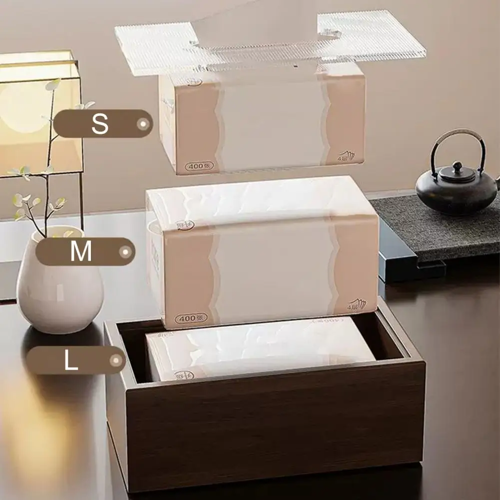 Napkin Holder for Home Chinese Style Wood Tissue Box Light Luxury Desktop Napkin Organizer with Acrylic Lid for Room